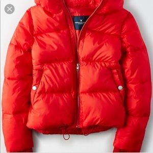 American Eagle Red Puffer Jacket 